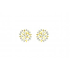 Women's Ear tops studs Earrings yellow Gold Plated white Zircon Stones design..